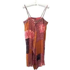 HOSS INTROPIA | Patchwork Slip Dress Beaded Spaghetti Strap Boho | Size 38